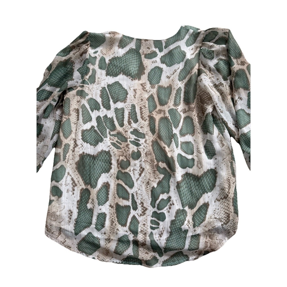 Adrienne Sheer V-Neck Snake Print Blouse Size Small - Picture 6 of 8